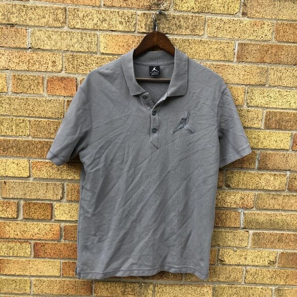 Vintage Air Jordan Polo Button Up Shirt Large Gray - Picture 2 of 4